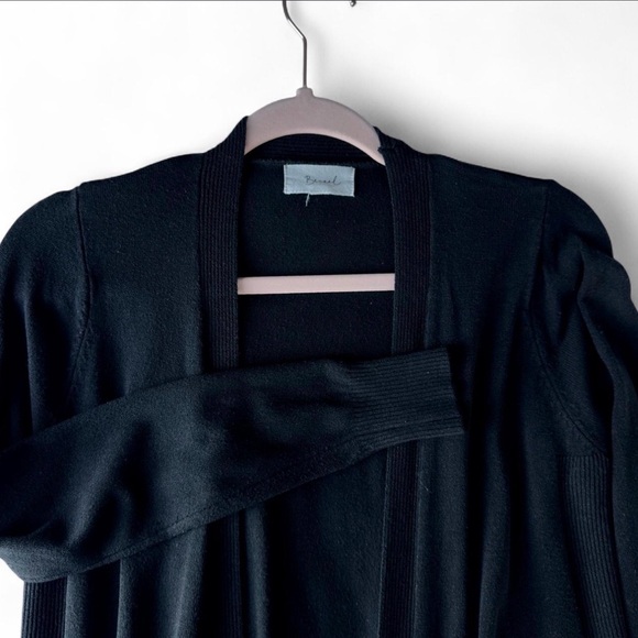 Long Black Open-Front Knit Cardigan - Picture 4 of 8